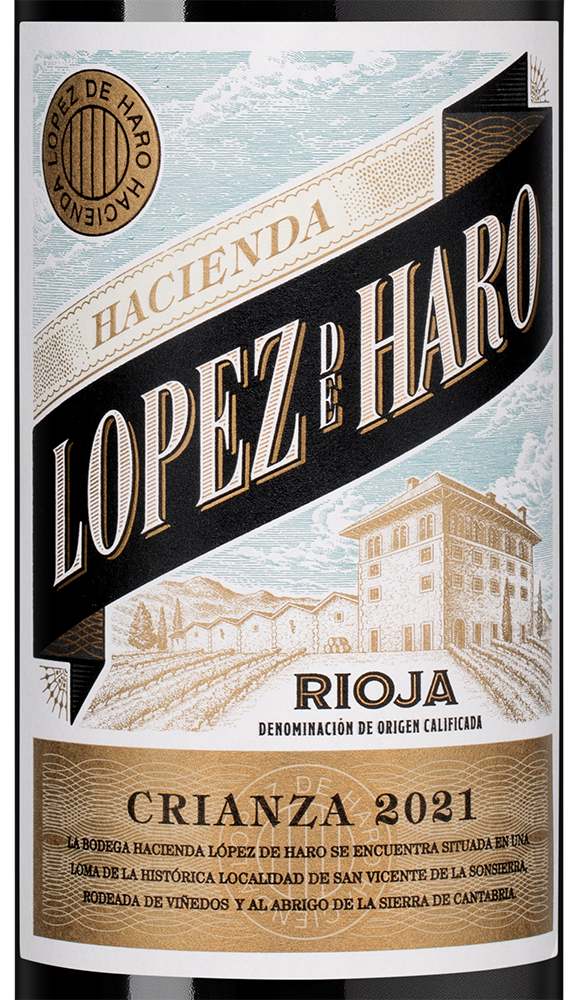 Вино Hacienda Lopez de Haro Crianza, 2021, (150796), Испания, Риоха, красное, сухое, 0.75 л, Риоха Крианса, цена 1868 рублей