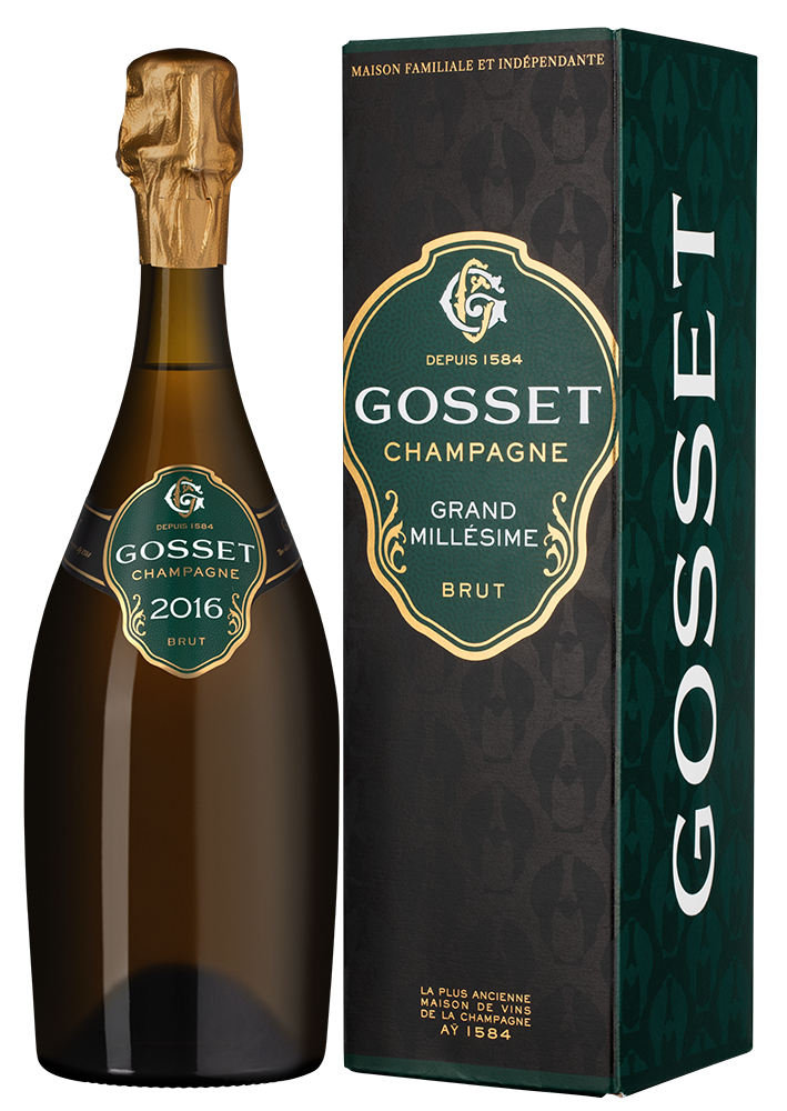 Шампанское Gosset Grand Millesime Brut в подарочной упаковке, 2016, (153225), Франция, Шампань, белое, экстра брют, 0.75 л, Гран Миллезим Брют, цена 24990 рублей