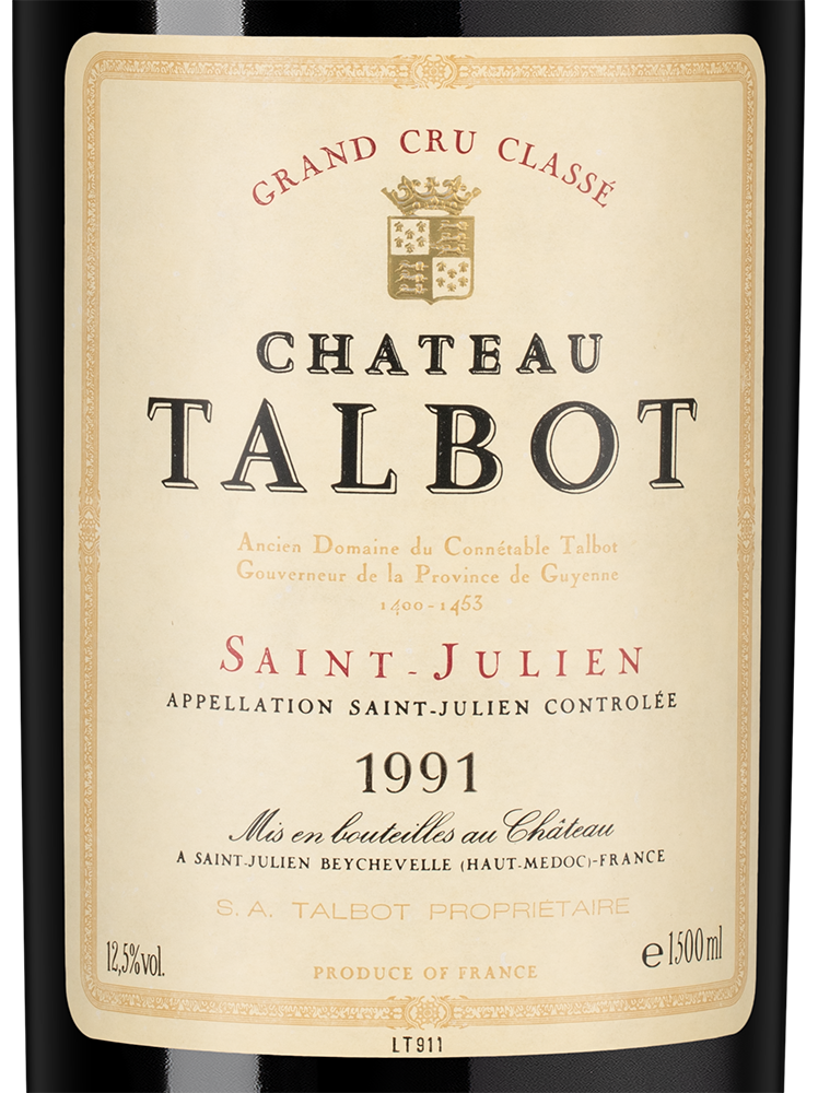 Вино Chateau Talbot, 1991, 1.5л, (157637), Франция, Бордо, красное, сухое, 1.5 л, Шато Тальбо, цена 119990 рублей