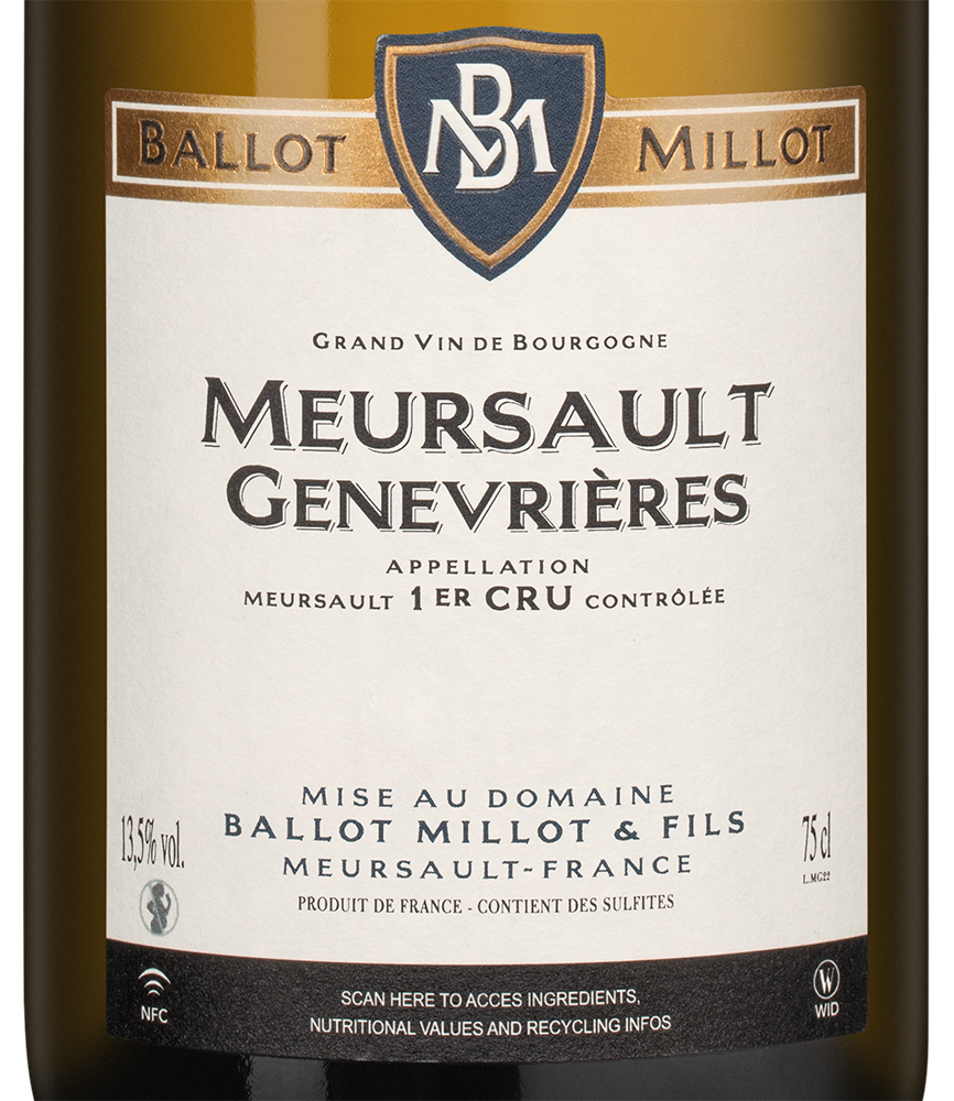 Вино Meursault Premier Cru Genevrieres, Domaine Ballot Millot et Fils, 2023, (154459), Франция, Бургундия, белое, сухое, 0.75 л, Мерсо Премье Крю Женевриер, цена 69990 рублей