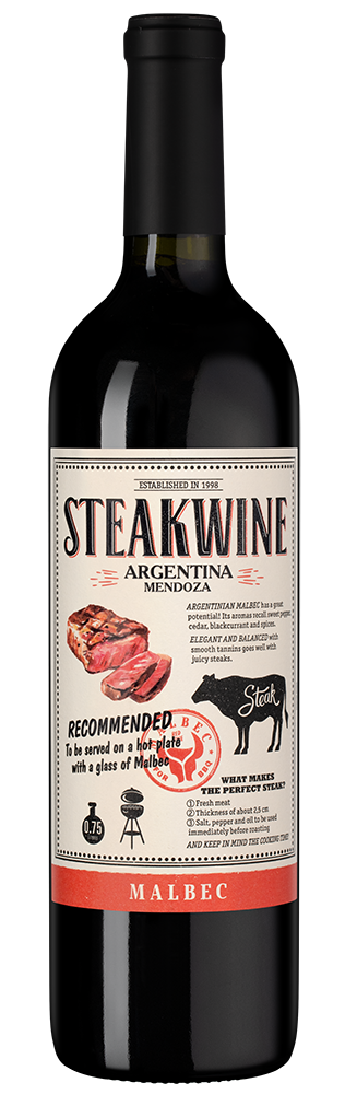 Вино Steakwine Malbec, Penaflor, 2025, (159648), Аргентина, Мендоса, красное, полусухое, 0.75 л, Стейквайн Мальбек, цена 1290 рублей