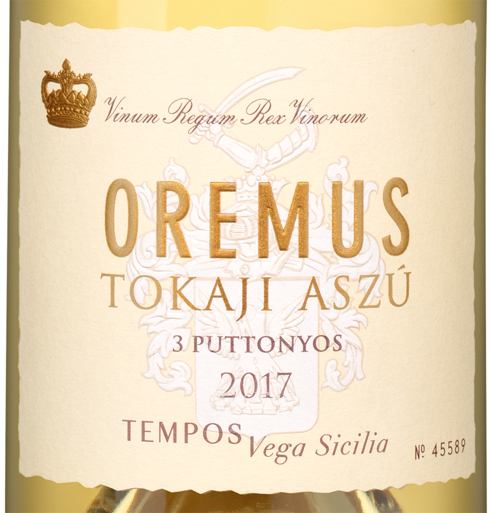 Вино Tokaji Aszu 3 puttonyos, Oremus, 2017, 0.5л, (153665), Венгрия, Токай, белое, сладкое, 0.5 л, Токай Ассу 3 путтоньош, цена 12490 рублей