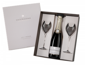 Шампанское Louis Roederer Brut Premier c 2-мя бокалами, (123284), gift box в подарочной упаковке, белое брют, 0.75 л, Брют Премьер цена 21490 рублей