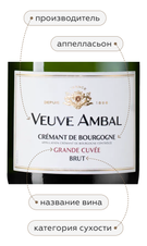 Игристое вино Grande Cuvee Blanc Brut, (146395), белое брют, 2021, 0.75 л, Гранд Кюве Блан Брют цена 2990 рублей