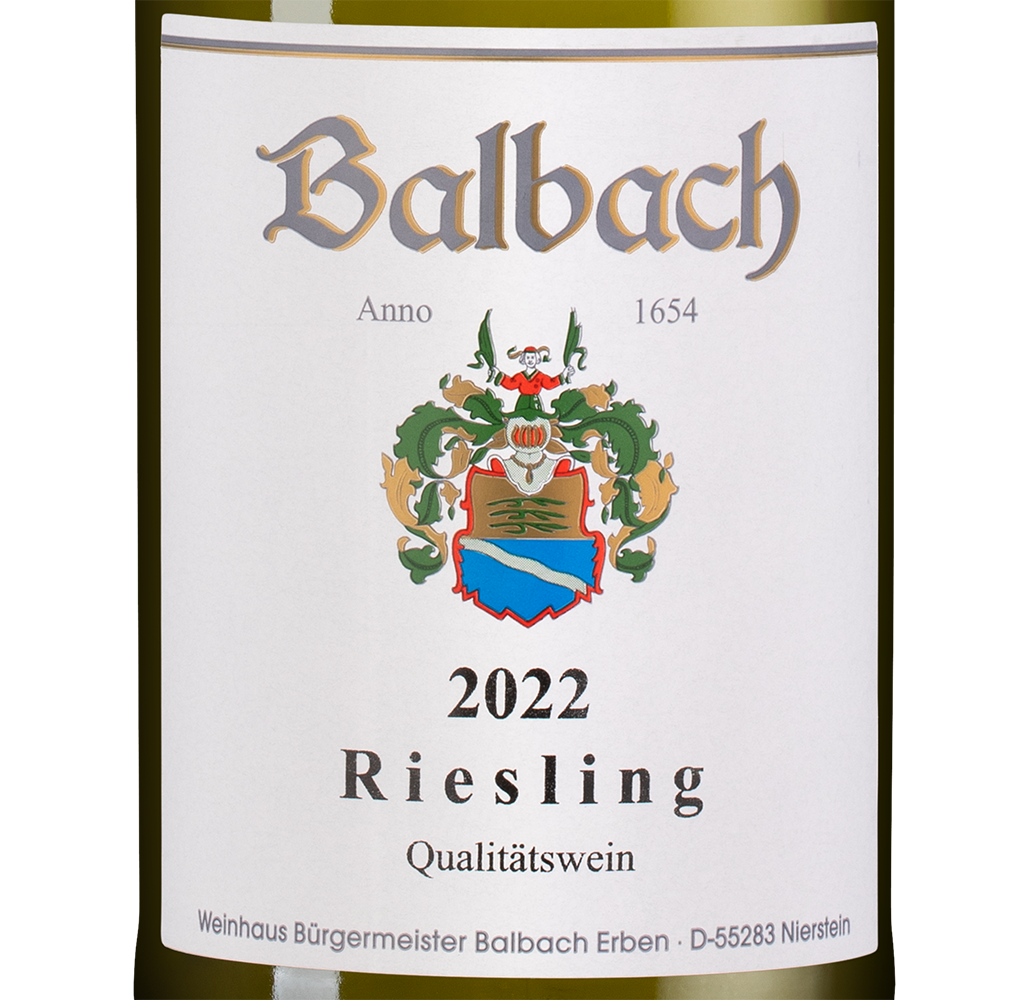 Вино Balbach Riesling, Gunderloch, 2022, (143407), Германия, Рейнгессен, белое, полусладкое, 0.75 л, Рислинг Бальбах, цена 2443 рублей