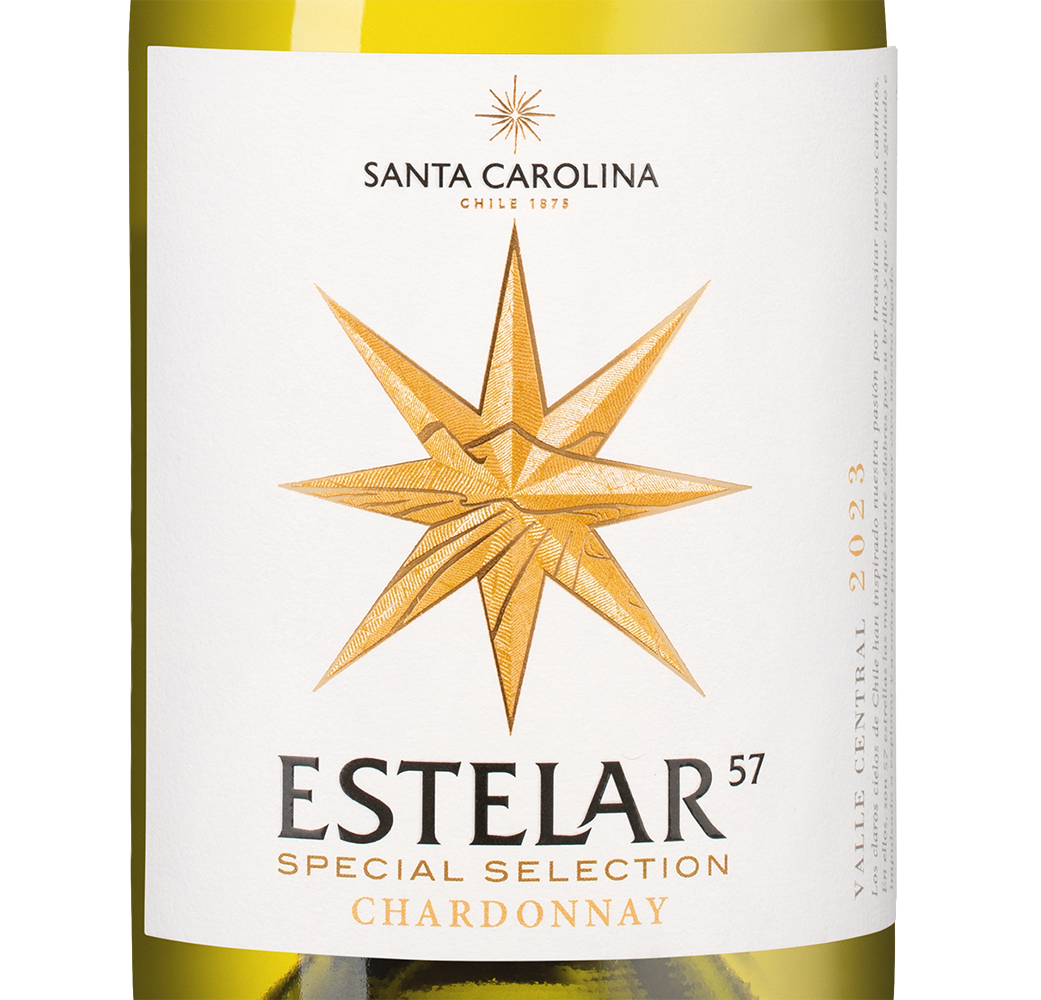 Вино Estelar Chardonnay, Santa Carolina, 2023, (145937), Чили, Центральная Долина, белое, полусухое, 0.75 л, Эстелар Шардоне, цена 1390 рублей