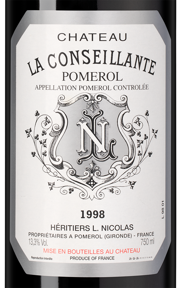 Вино Chateau la Conseillante (Pomerol), 1998, (148144), Франция, Бордо, красное, сухое, 0.75 л, Шато ля Консейант, цена 99990 рублей