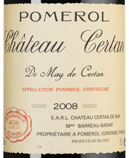 Вино Chateau Certan de May de Certan, (110074), красное сухое, 2008 г., 0.75 л, Шато Сертан де Мэ де Сертан цена 24490 рублей