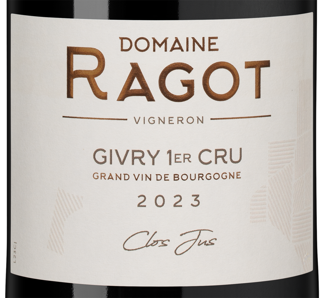 Вино Givry Premier Cru Clos Jus, Domaine Ragot, 2023, (155986), Франция, Бургундия, красное, сухое, 0.75 л, Живри Премье Крю Кло Жю, цена 11490 рублей