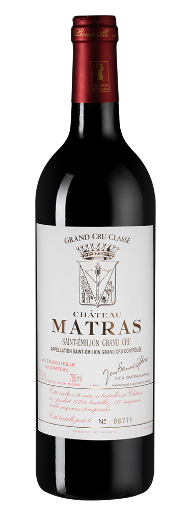 Вино Chateau Matras, 2001, (154514), Франция, Бордо, красное, сухое, 0.75 л, Шато Матрас, цена 8490 рублей