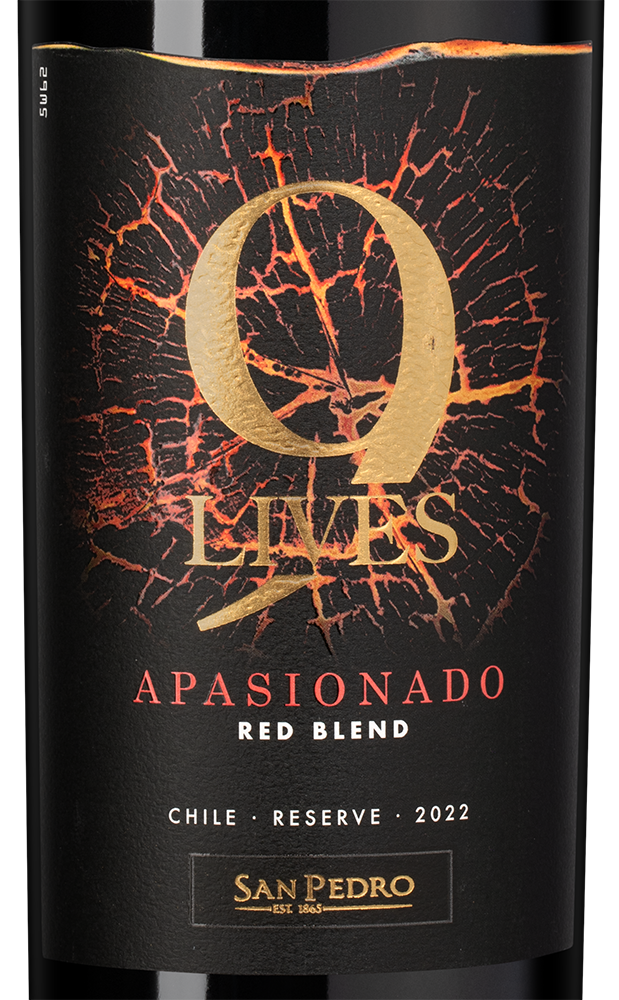 Вино 9 Lives Apasionado Red Blend Reserve, Vina San Pedro, 2022, (147645), Чили, Центральная Долина, красное, полусухое, 0.75 л, 9 Лайвс Апасионадо Резерв, цена 1790 рублей