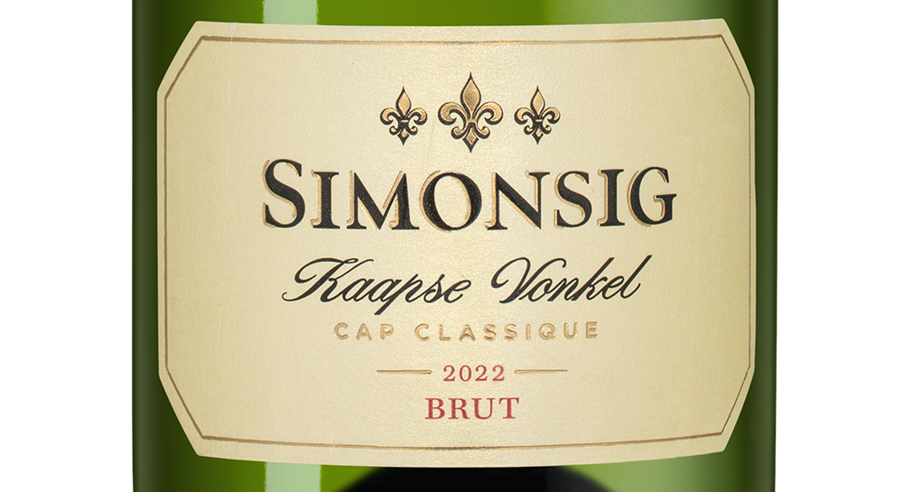 Игристое вино Kaapse Vonkel Brut, Simonsig, 2022, (145910), Южная Африка, Вестерн Кейп, белое, экстра брют, 0.75 л, Каапс Вонкель Брют, цена 3490 рублей