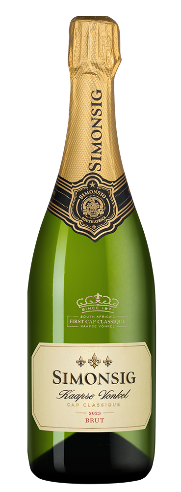 Игристое вино Kaapse Vonkel Brut, Simonsig, 2023, (150415), Южная Африка, Вестерн Кейп, белое, экстра брют, 0.75 л, Каапс Вонкель Брют, цена 3490 рублей