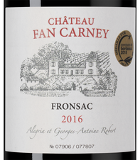 Вино Chateau Fan Carney, (142239), красное сухое, 2016 г., 0.75 л, Шато Фан Карнэ цена 2990 рублей