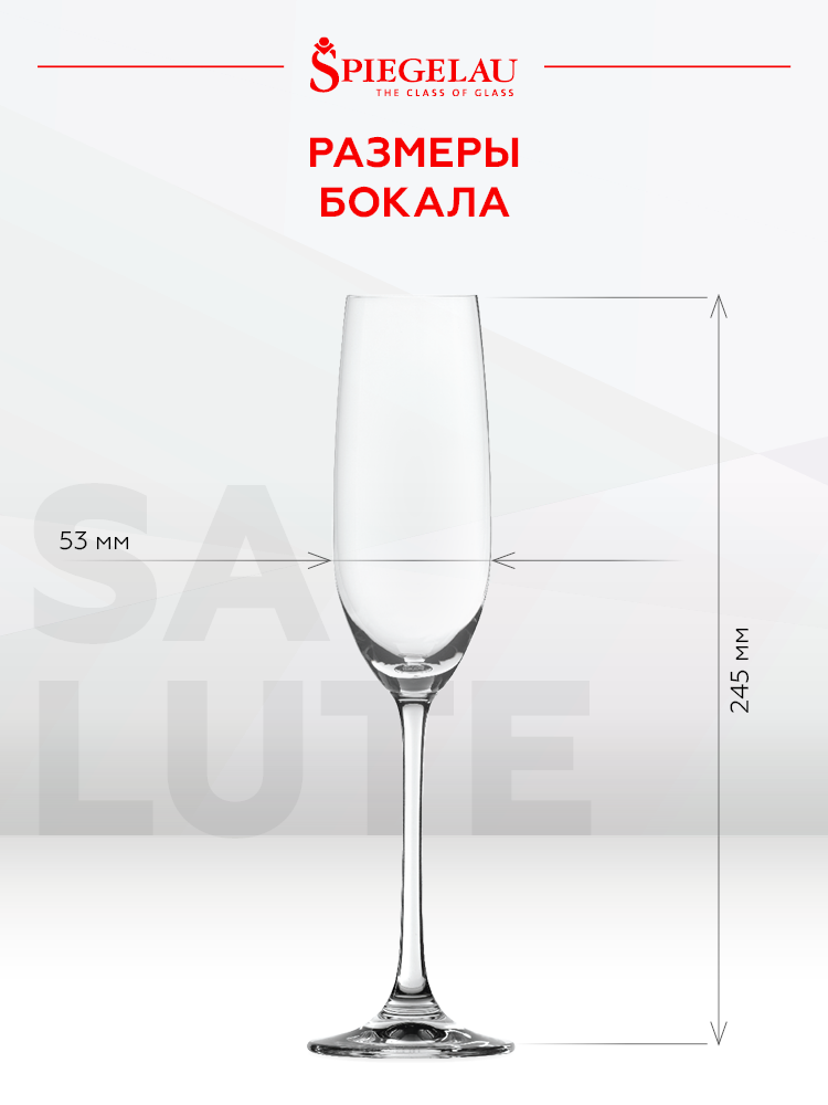 Набор из 4-х бокалов Spiegelau Salute для игристого вина, 0.21л, (129376), Германия, хрустальное стекло, 0.21 л, Бокал Шпигелау Салют для шампанского, цена 3960 рублей