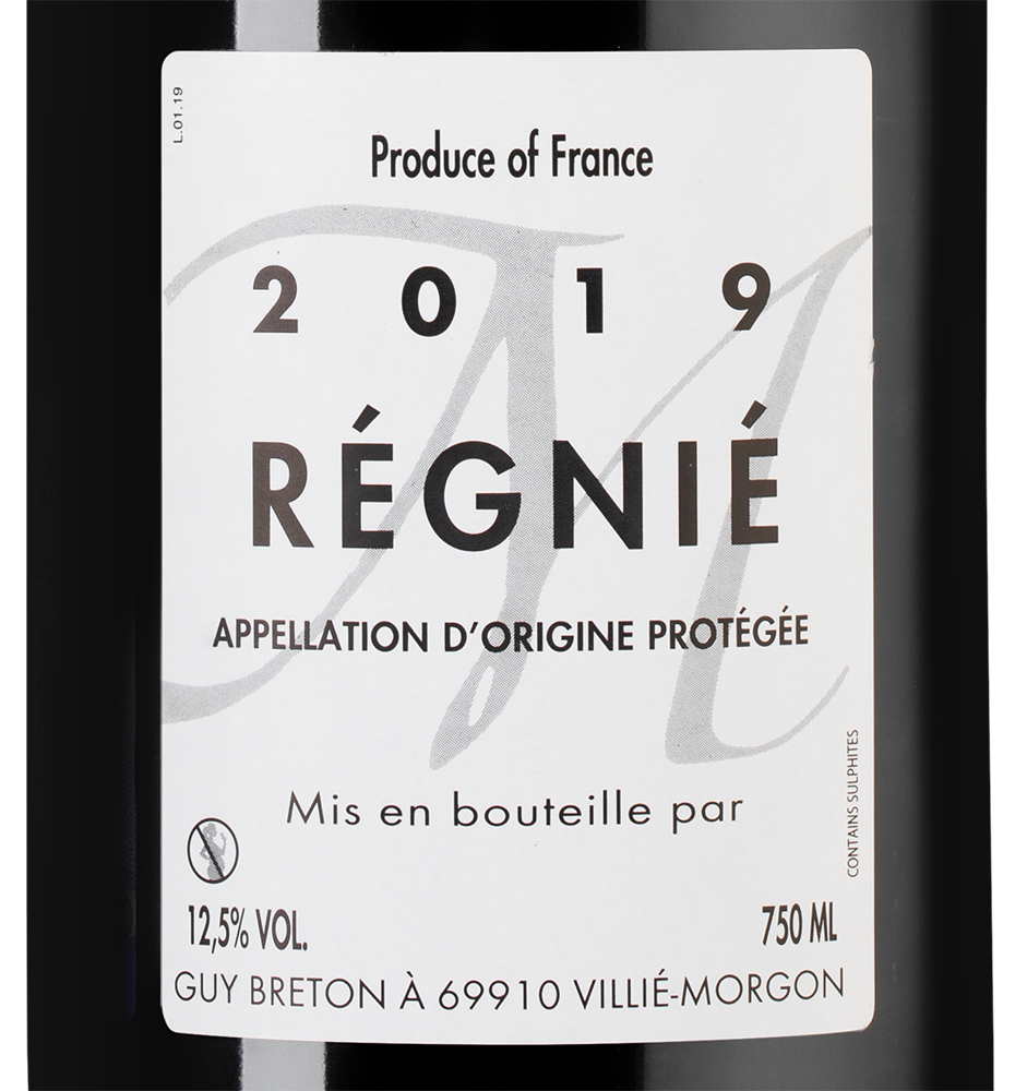 Вино Regnie, Domaine Guy Breton, 2019, (125484), Франция, Бургундия, красное, сухое, 0.75 л, Ренье, цена 7490 рублей