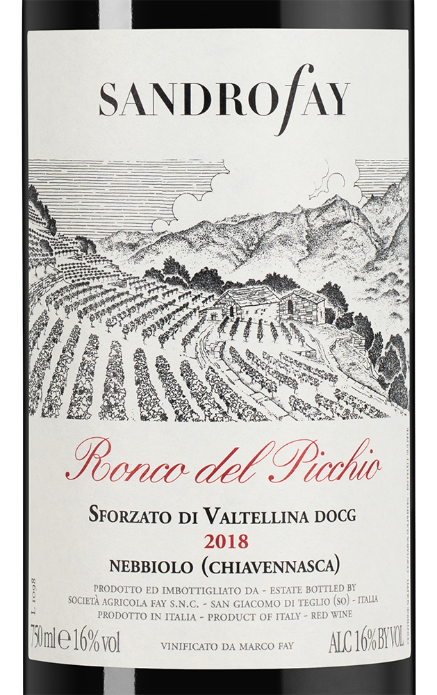 Вино Ronco del Picchio, Sandro Fay, 2018, (137776), Италия, Ломбардия, красное, сухое, 0.75 л, Ронко дель Пиккьо, цена 16490 рублей