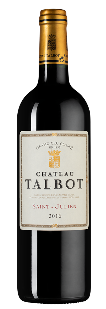 Вино Chateau Talbot Grand Cru Classe (Saint-Julien), 2016, (148670), Франция, Бордо, красное, сухое, 0.75 л, Шато Тальбо, цена 29990 рублей