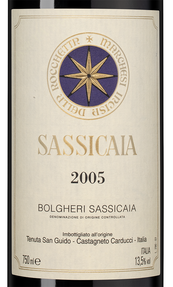 Вино Sassicaia, Tenuta San Guido, 2005, (151398), Италия, Тоскана, красное, сухое, 0.75 л, Сассикайя, цена 174990 рублей
