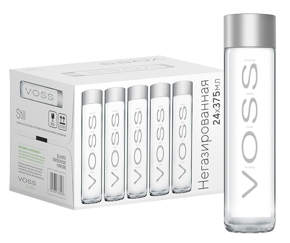 Вода негазированная VOSS (24 шт.), 0.375л, (122320), Норвегия, Ватнестром, стекло, 0.375 л, ВОСС (негазированная), цена 13080 рублей
