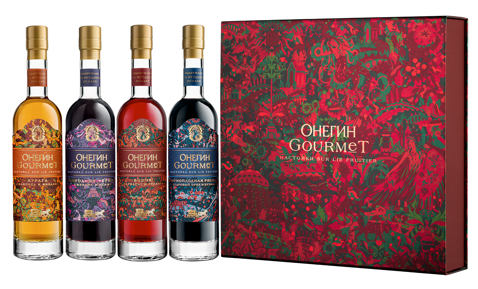Настойка ягодная сладкая Подарочный набор (4х200 мл) Онегин Gourmet "Сказка", 0.2л, (132795), Россия, 0.2 л, Подарочный набор (4х200 мл) Онегин Gourmet, цена 6490 рублей