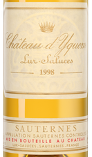Вино Chateau d'Yquem, (128395), белое сладкое, 1998 г., 0.375 л, Шато д'Икем цена 39490 рублей