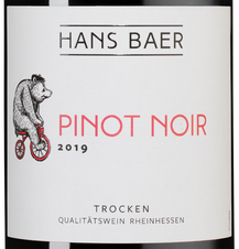 Вино Hans Baer Pinot Noir, (124606), красное полусухое, 2019 г., 0.75 л, Ханс Баер Пино Нуар цена 1390 рублей