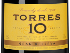 Бренди Torres 10 Gran Reserva в подарочной упаковке