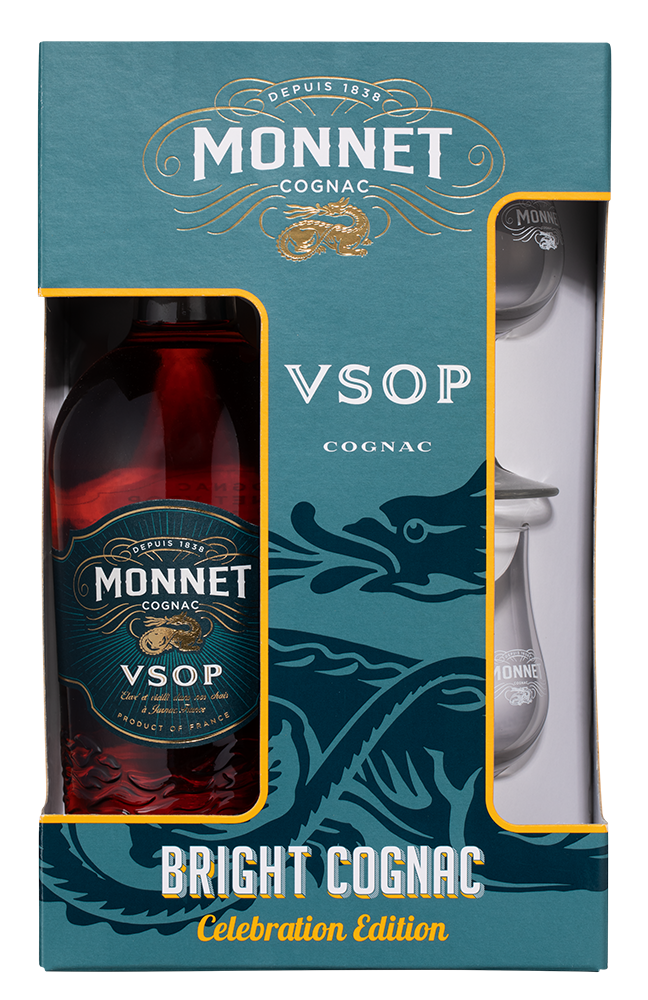 Коньяк Monnet VSOP  в подарочной упаковке с 2-мя бокалами, (135072), Франция, Коньяк, 0.7 л, Монэ VSOP, цена 8490 рублей