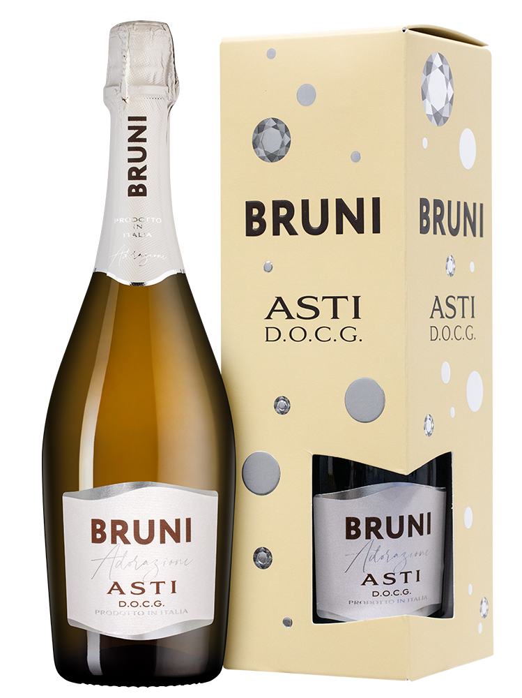 Игристое вино Bruni Asti в подарочной упаковке, 2021, (140223), Италия, Пьемонт, белое, сладкое, 0.75 л, Асти, цена 2640 рублей