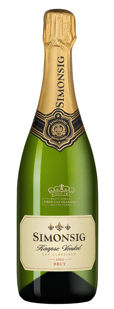 Игристое вино Kaapse Vonkel Brut, Simonsig, 2022, (145910), Южная Африка, Вестерн Кейп, белое, экстра брют, 0.75 л, Каапс Вонкель Брют, цена 3490 рублей