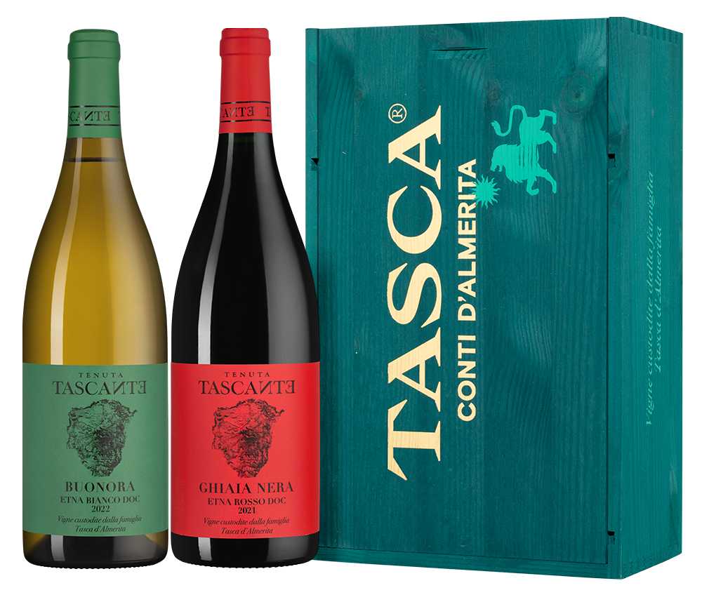 Вино в подарочном наборе Conte Tasca d'Almerita: Tascante Ghiaia Nera & Tenuta Tascante Buonora, (158043), Италия, Сицилия, 0.75 л, Набор вин: Тасканте, цена 16490 рублей