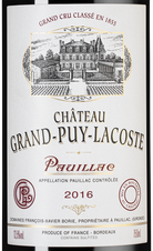 Вино Chateau Grand-Puy-Lacoste, (137646), красное сухое, 2016 г., 0.75 л, Шато Гран-Пюи-Лакост цена 18990 рублей