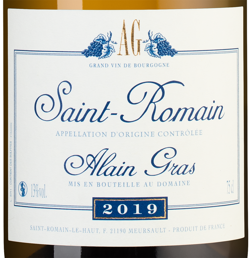 Вино Saint-Romain Blanc, Domaine Alain Gras, 2019, (125818), Франция, Бургундия, белое, сухое, 0.75 л, Сен-Ромен Блан, цена 13490 рублей