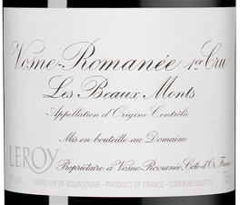 Вино Vosne-Romanee Premier Cru Les Beaux Monts, (118634), красное сухое, 2011 г., 0.75 л, Вон-Романе Премье Крю Ле Бо Мон цена 489990 рублей